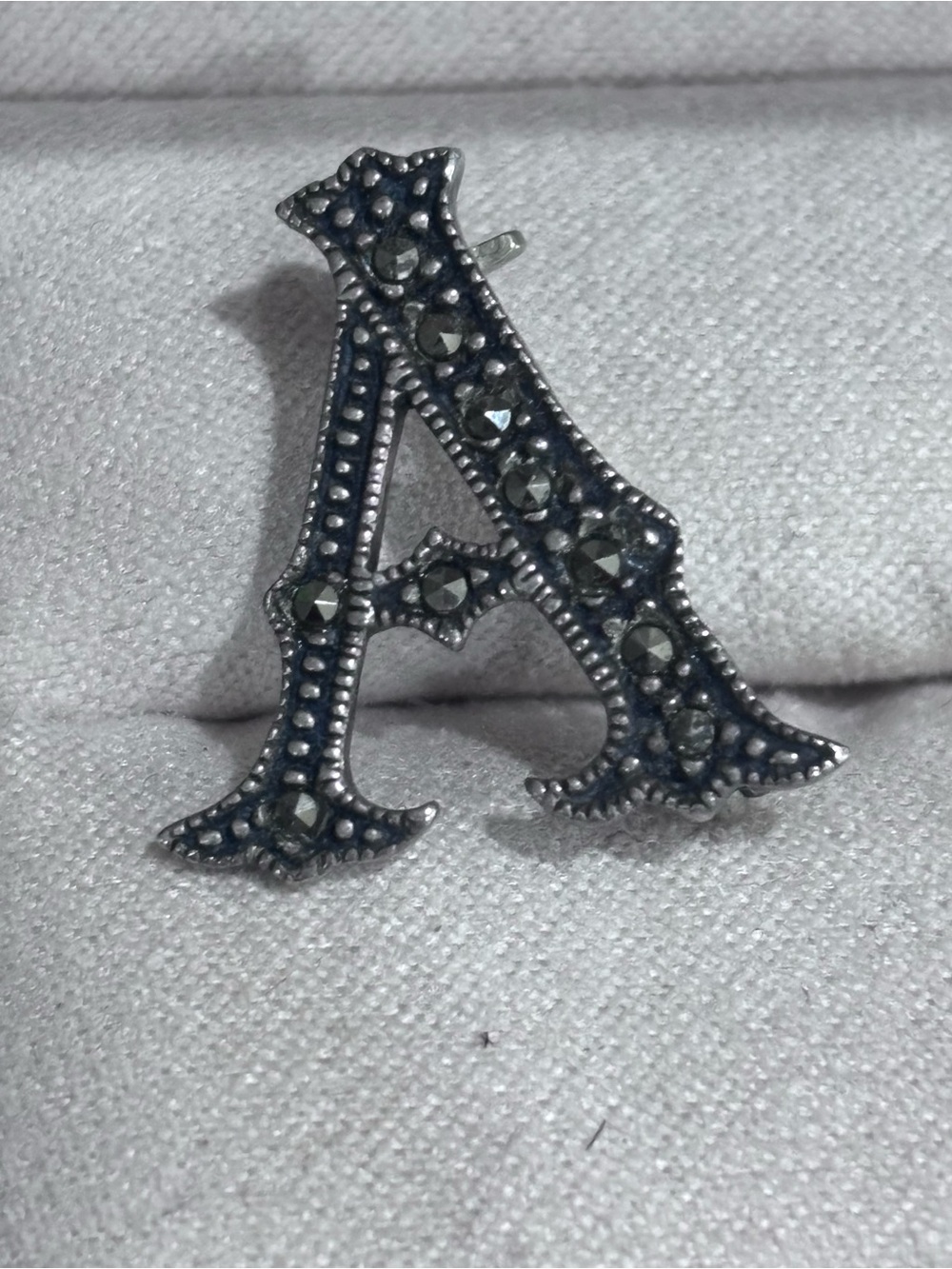 925 marcasite letter A pin